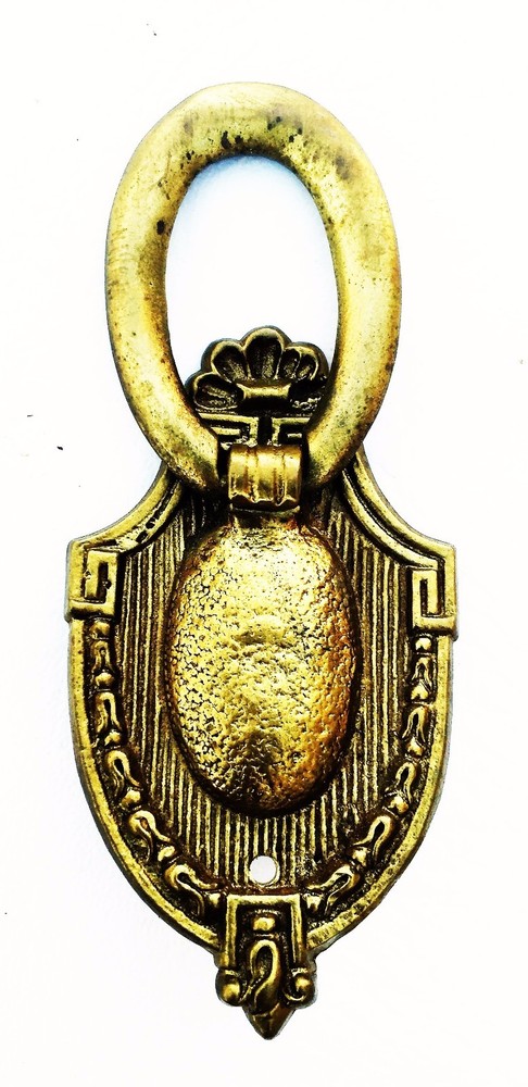 Brass Federal Colonial Shield Backplate Antique Hardware Drawer Drop Ring Pull