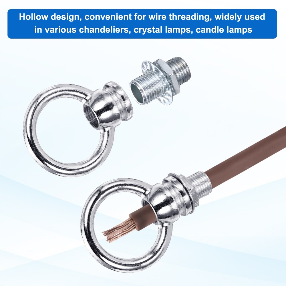 8kg M10 1.4x1.7" Thread Lifting Eye Nut Holder Hook Ring Silver