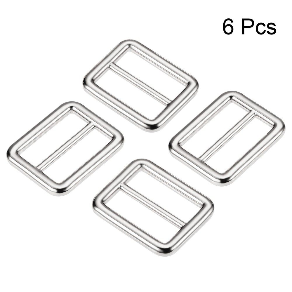25mm Metal Sled Adjustable Strap Buckle Clasp Silver Tone 6pcs