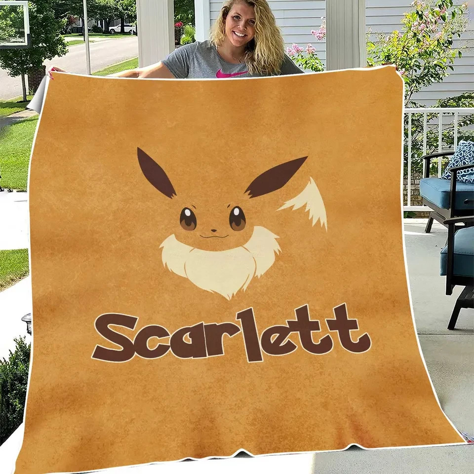 Cute Fox Creature Evolution Anime Flannel Blanket Personalized Baby Gift