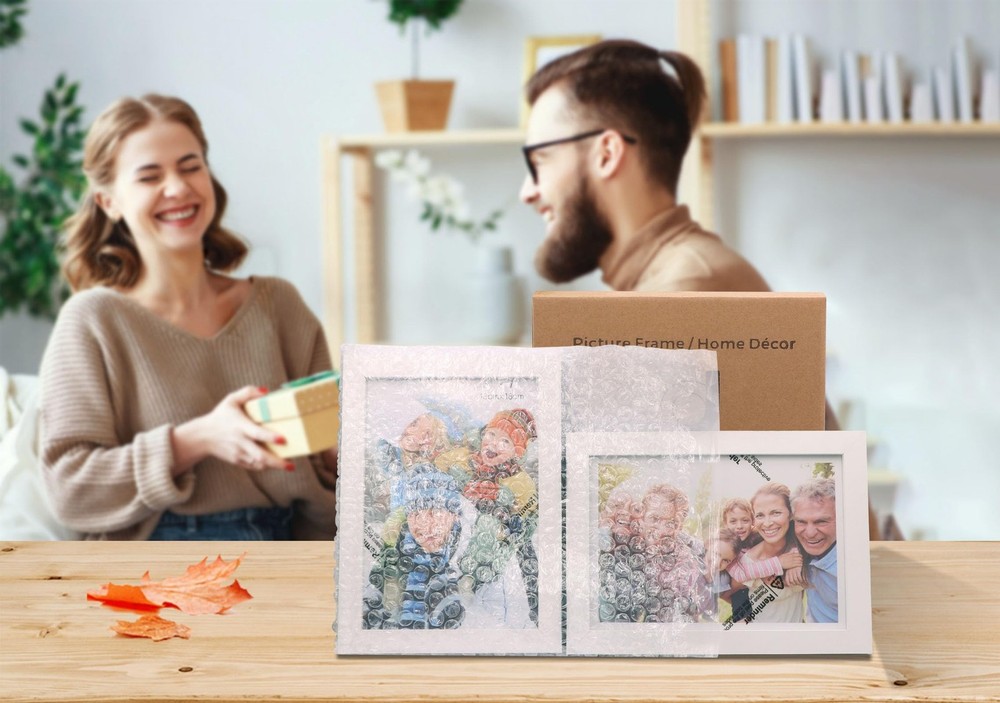 Vertical Horizontal Combo, Double 5x7 White Wood Foldable Picture Frame, Open...