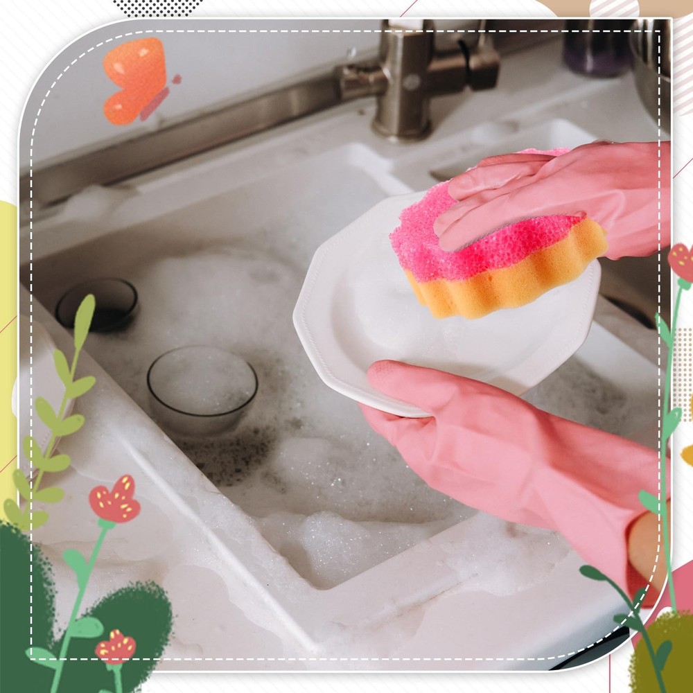 3 Pcs Dual Sided Scrub Sponge Multi Functional Cute Temperature Sensitive Non...