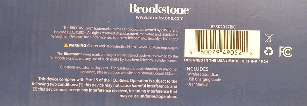 17" Soundbar Wireless Rechargeable Multi-Inputs Bluetooth & Mic by Brookstone