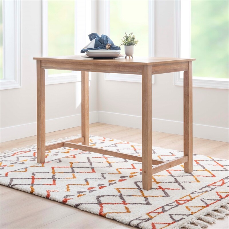 Linon Claridge Wood Counter Height Pub Table in Distressed Brown
