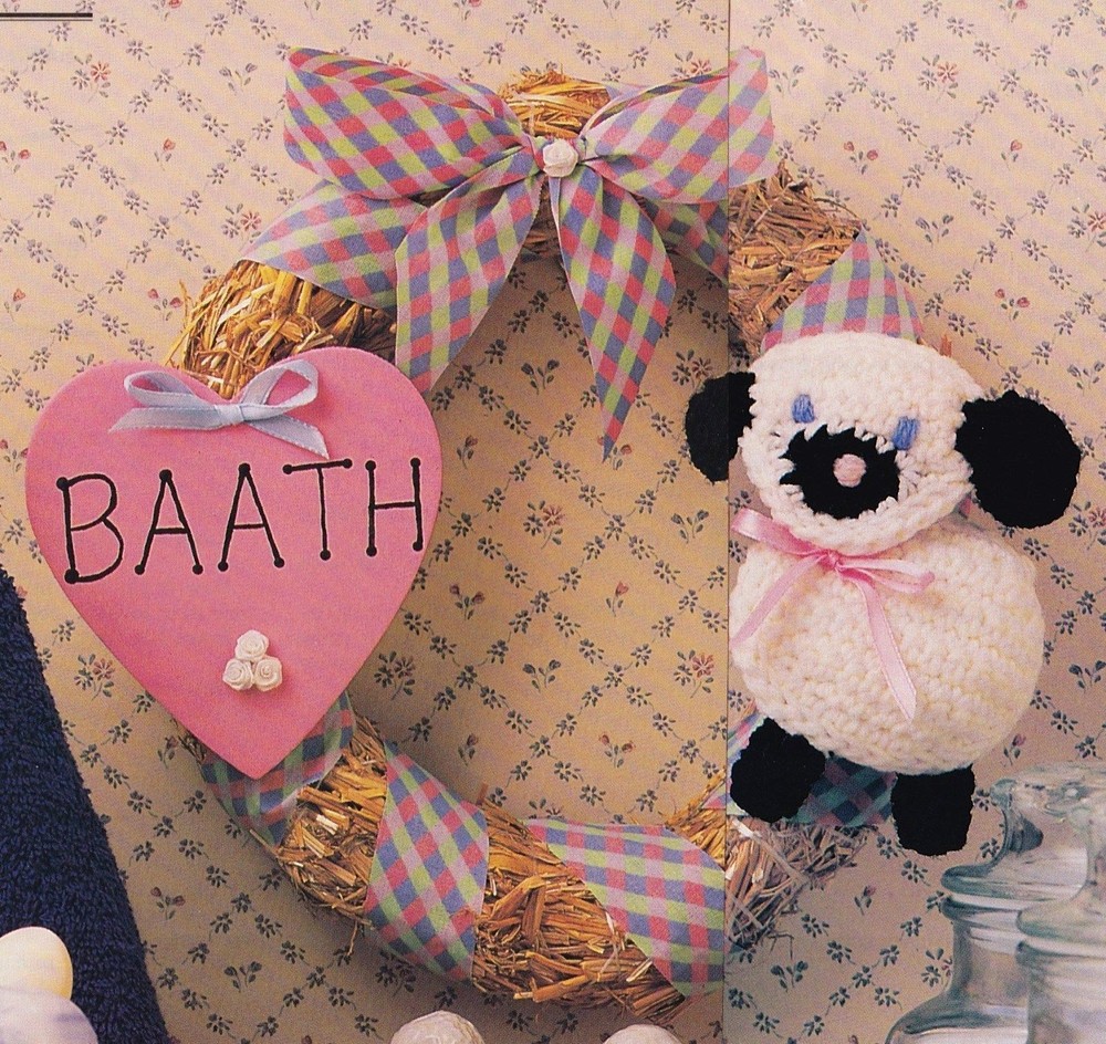 CUTE Lamb Bath Wreath/CROCHET PATTERN INSTRUCTIONS ONLY