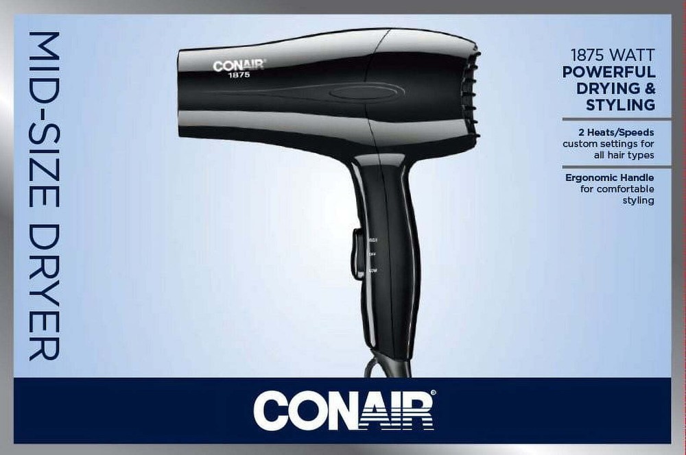 1875 Watt Mid-Size Dryer for Powerful Drying and Styling