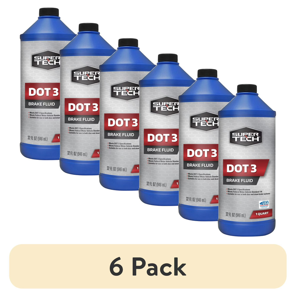 (6 pack) Super Tech DOT 3 Brake Fluid, 32 oz, Universal
