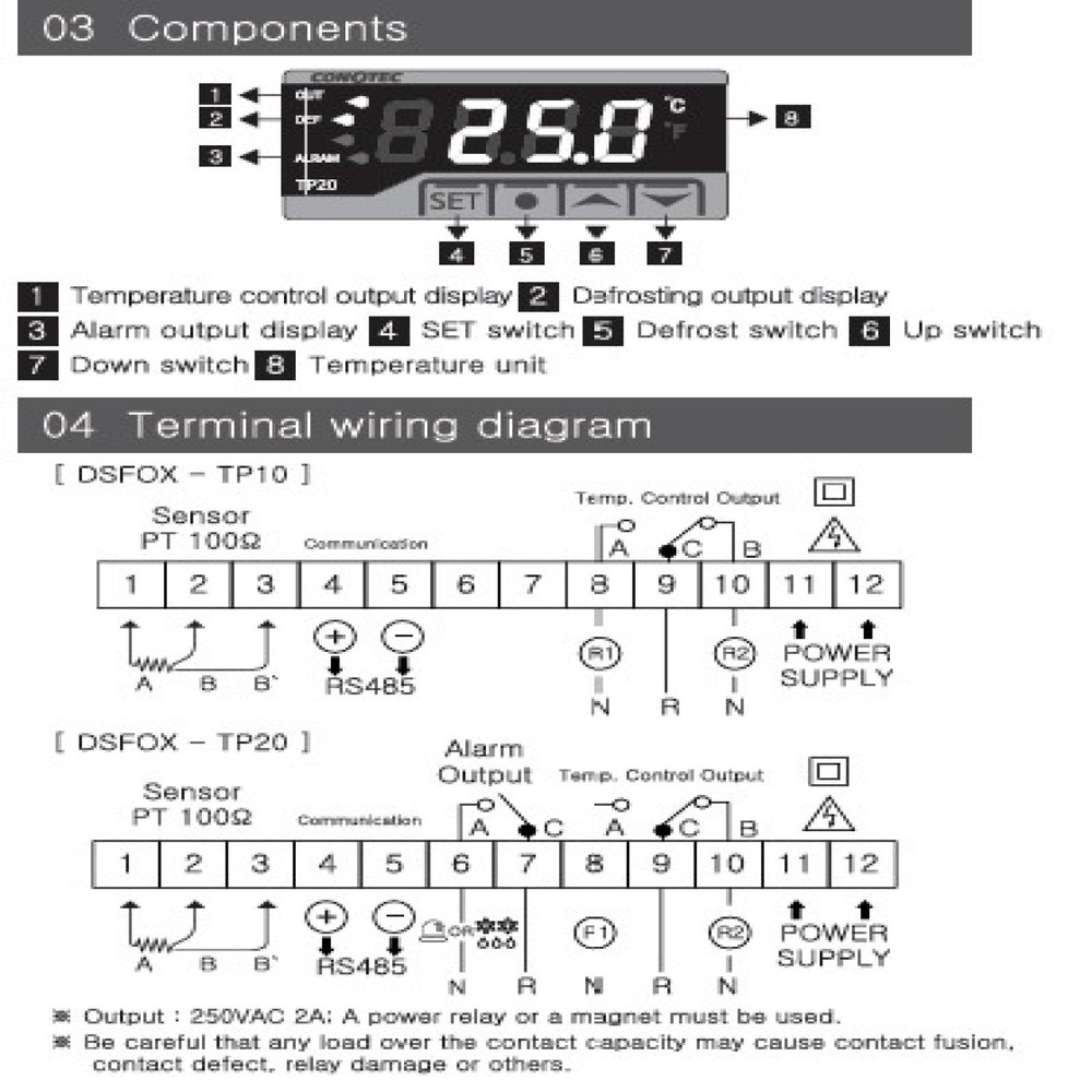 Conotec DSFOX-TP10 Digital Temperature Controller PT100Ω 1Relay 100~240VAC