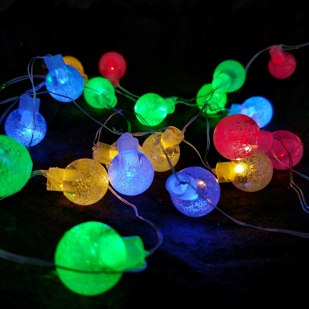 Solar Powered Air Bubble String Lights - 30 LED Multi Colored, 8 Modes