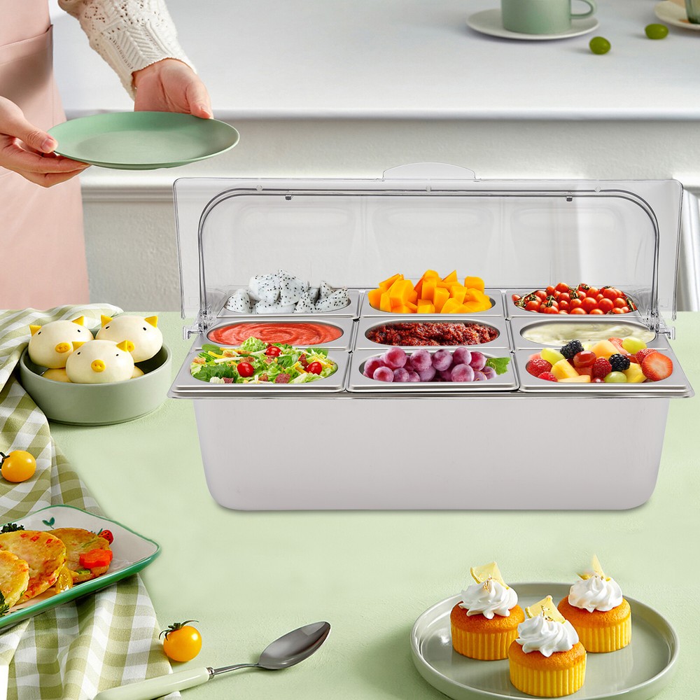 Food Serving Container Flip Top Serving Container with Lid + 9 Spoons & Clamps
