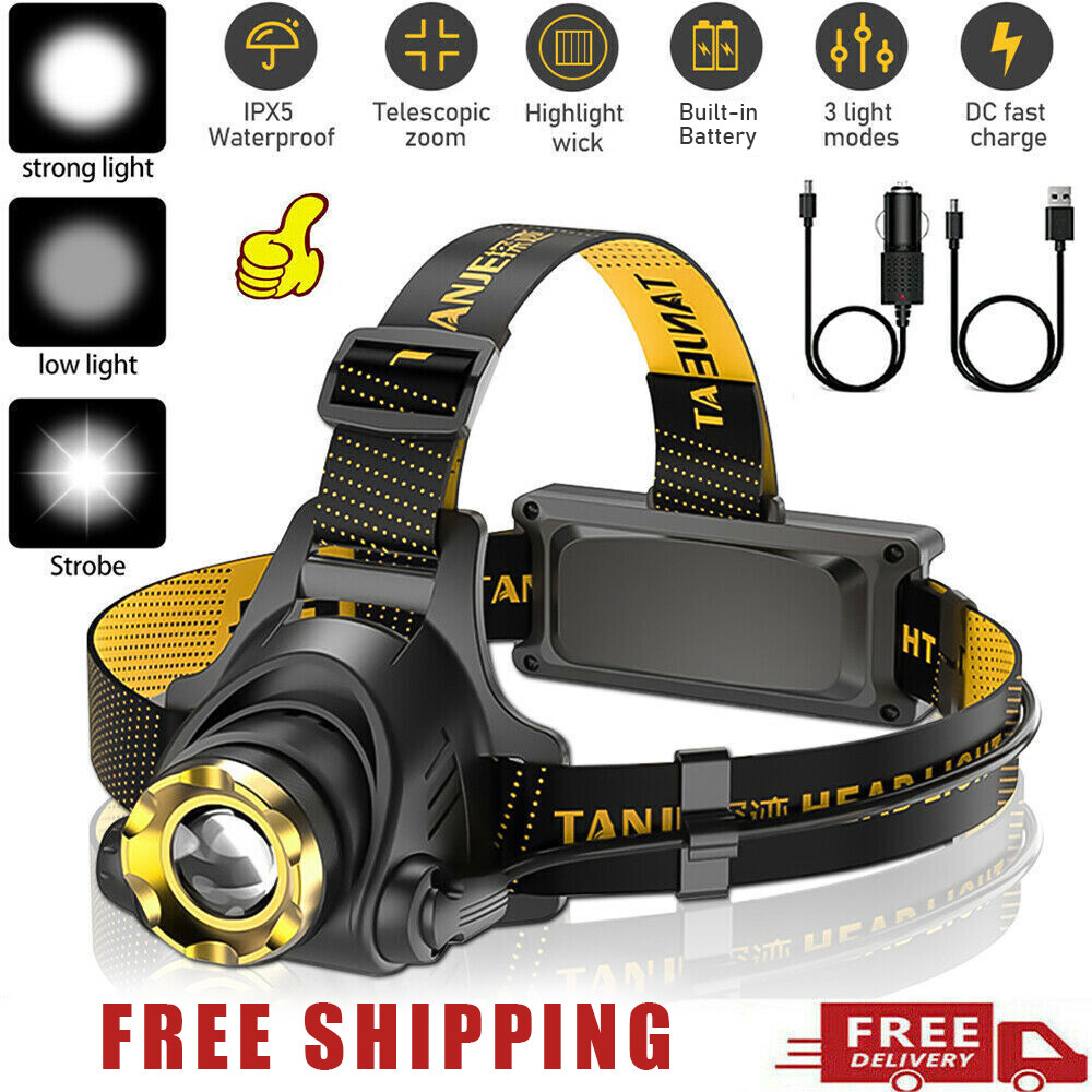 1200000LM LED Headlight Headlamp Head Torch Flashlight Work Light Camping Lamp