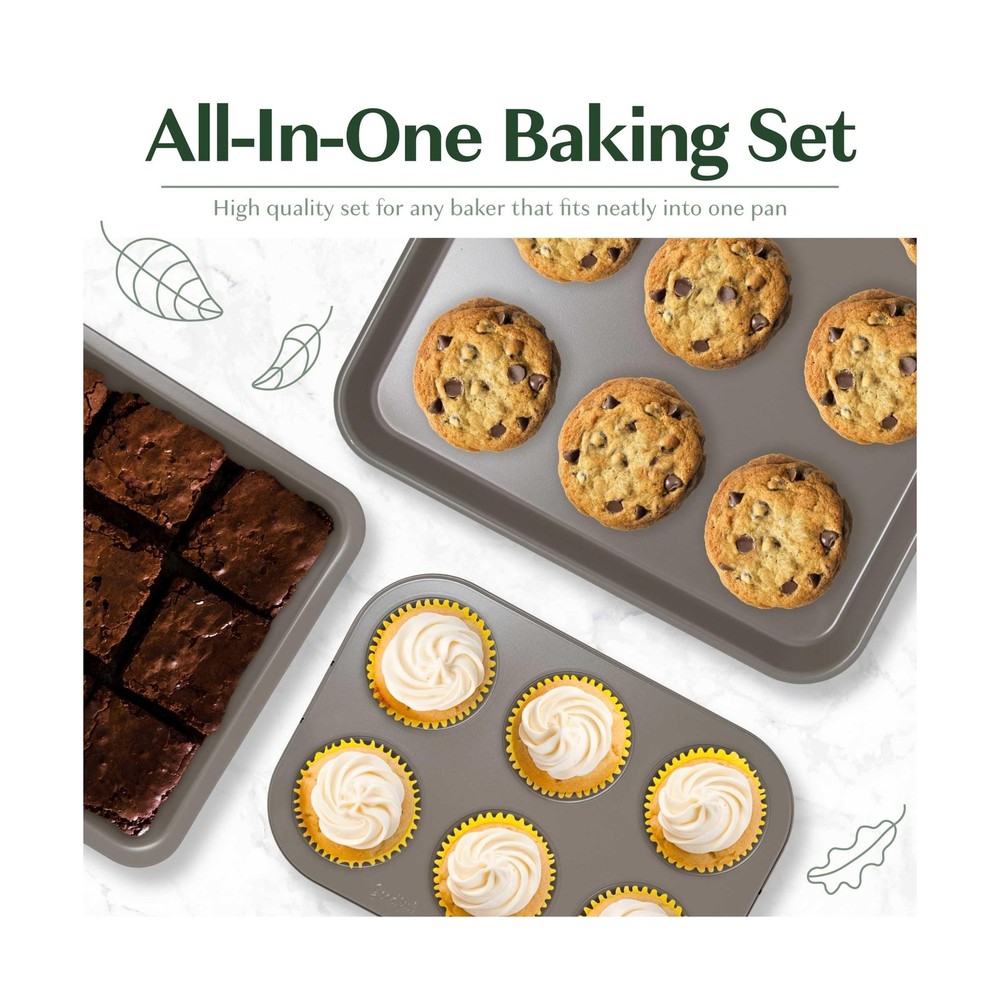 Goodful All-In-One Nonstick Bakeware Set, Stackable and Space Saving Design i...