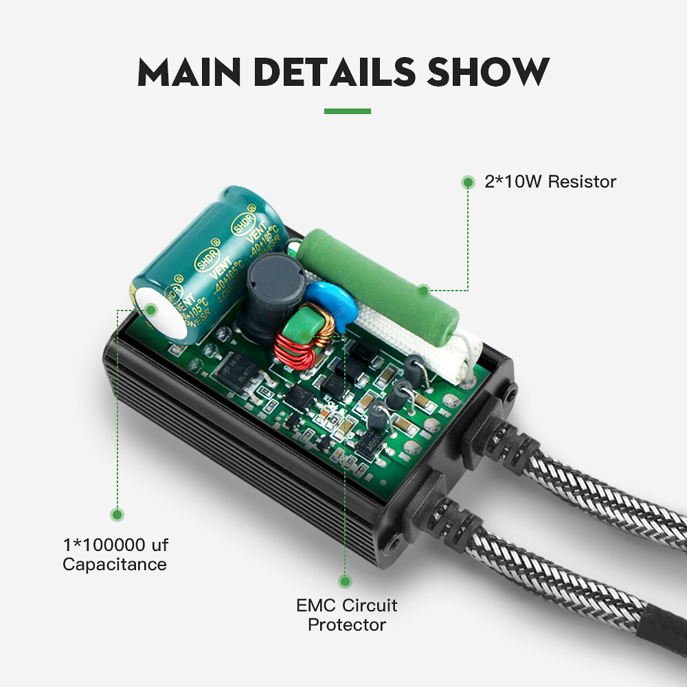 9003 H4 LED Headlight Canbus Load Resistor Decoder No Error Anti Flicker Adapter