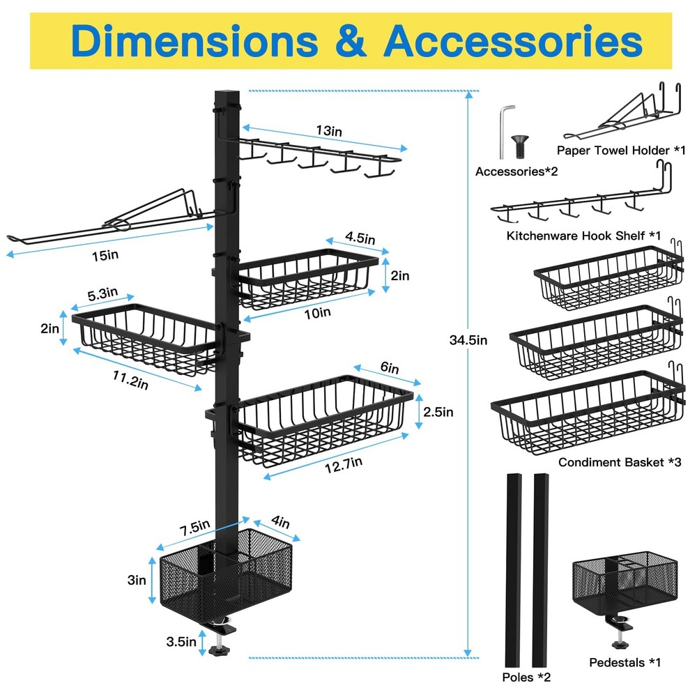 Griddle Caddy Organizer for Blackstone Accessories, BBQ Grill Black
