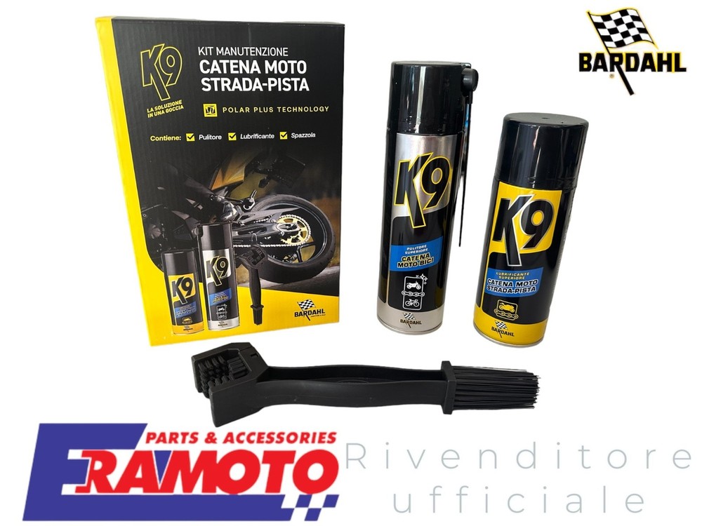 ORIGINAL BARDAHL K9 MOTORCYCLE ROAD-TRACK Lubricant Brush Chain Cleaner Kit