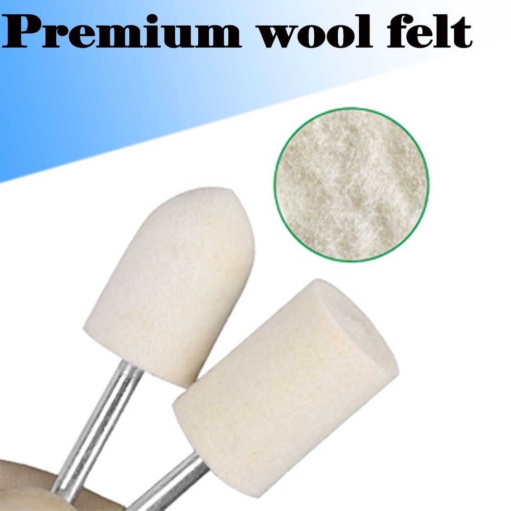 24 Pcs Wool Felt Polishing Bits - 3/32'' Shank Buffing