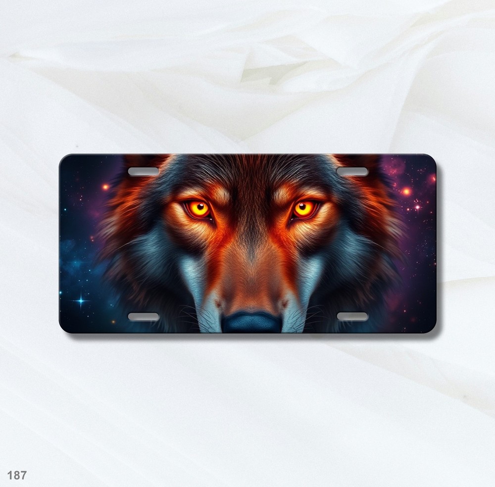 Bold Wolf License Plate Custom Universal Fit Plate Anniversary Gift