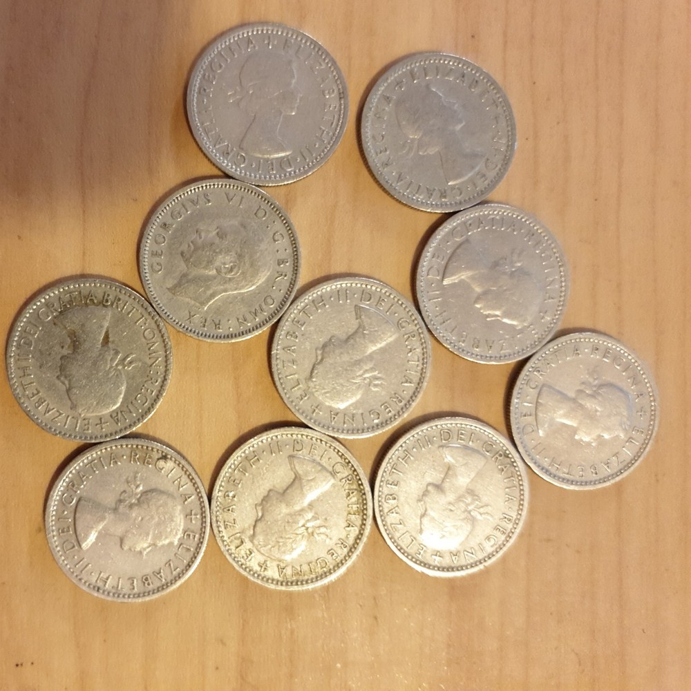 10 Lucky Christmas Silver 6d Sixpences