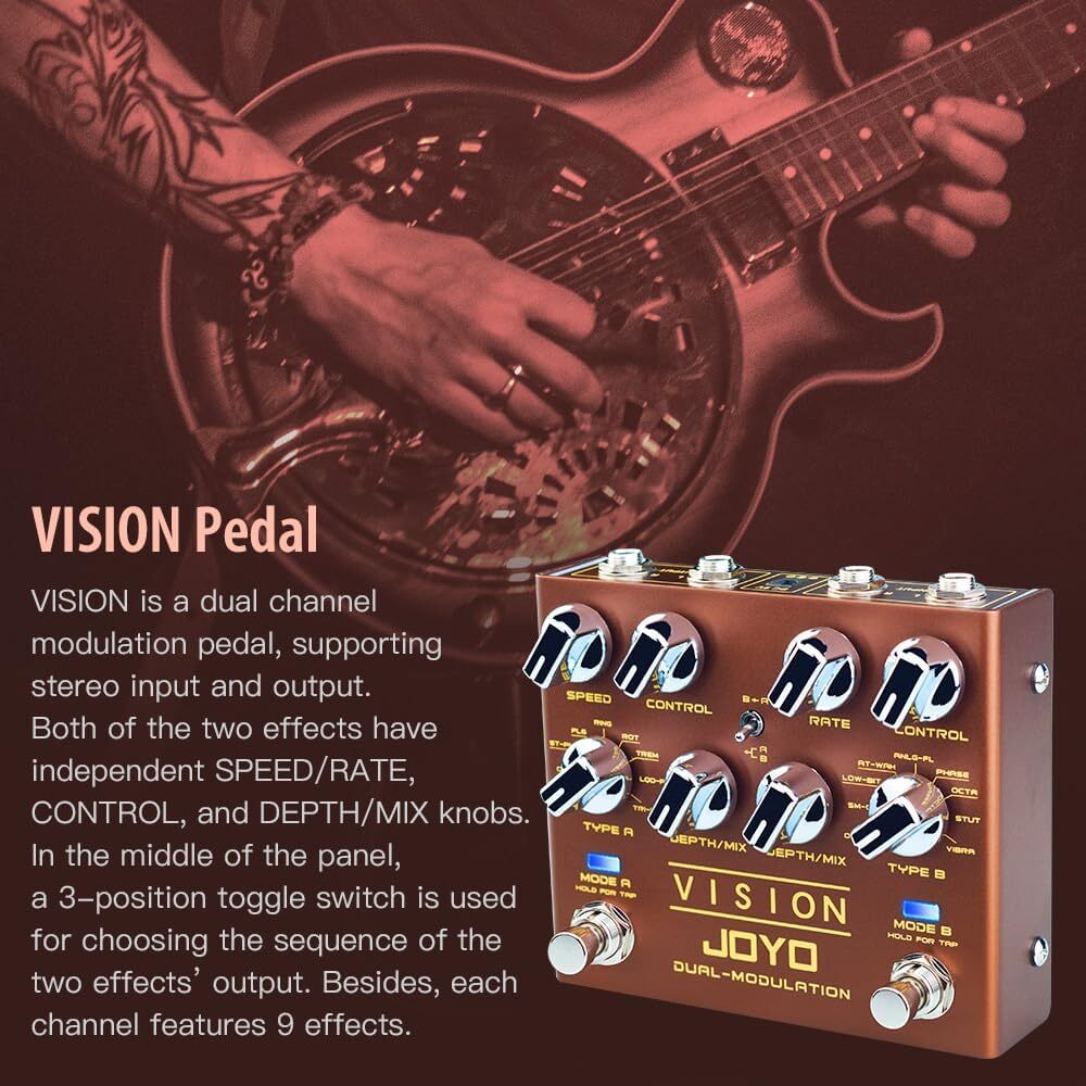 JOYO Modulation Multi Effects Pedal R Series Dual Channel Stereo Input and