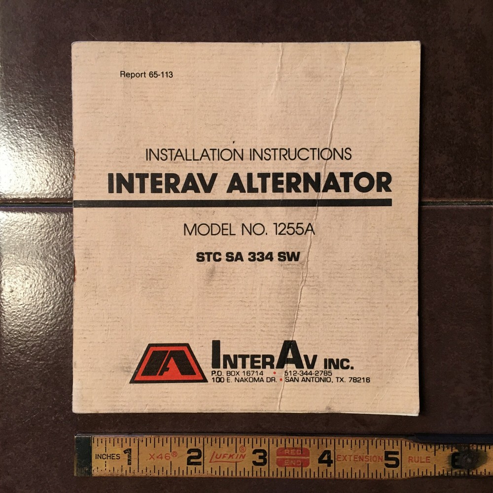 Interav Alternator 1255A Install Booklet