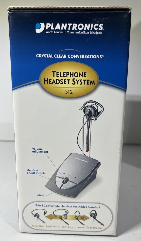Plantronics S12 Corded Office Headset System Hands Free *READ*