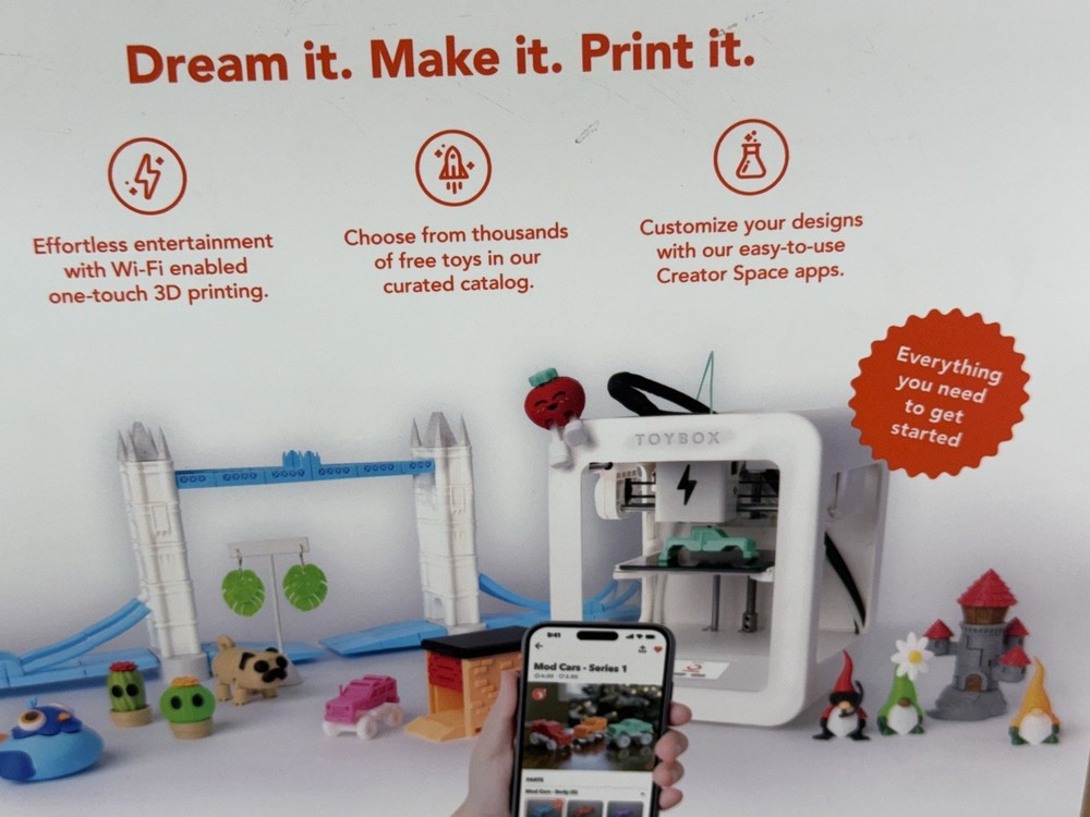 Toybox 3D Printer One Touch Kit Kid Friendly Toy Alpha 2 Two
