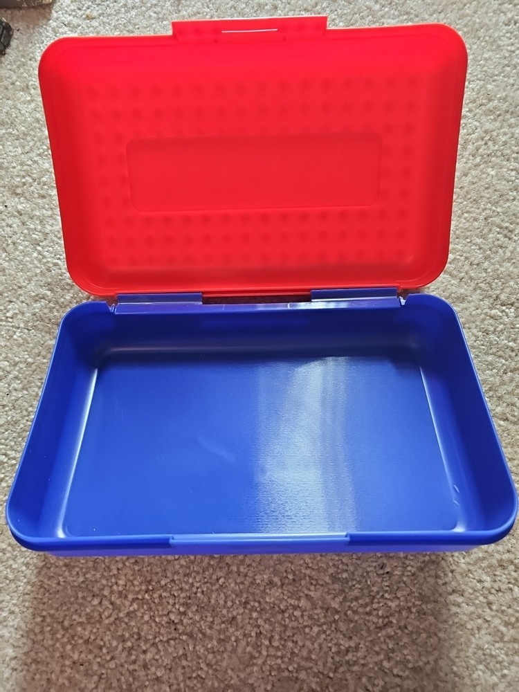 Vintage 90's Spacemaker Pencil Box Case Red And Clear