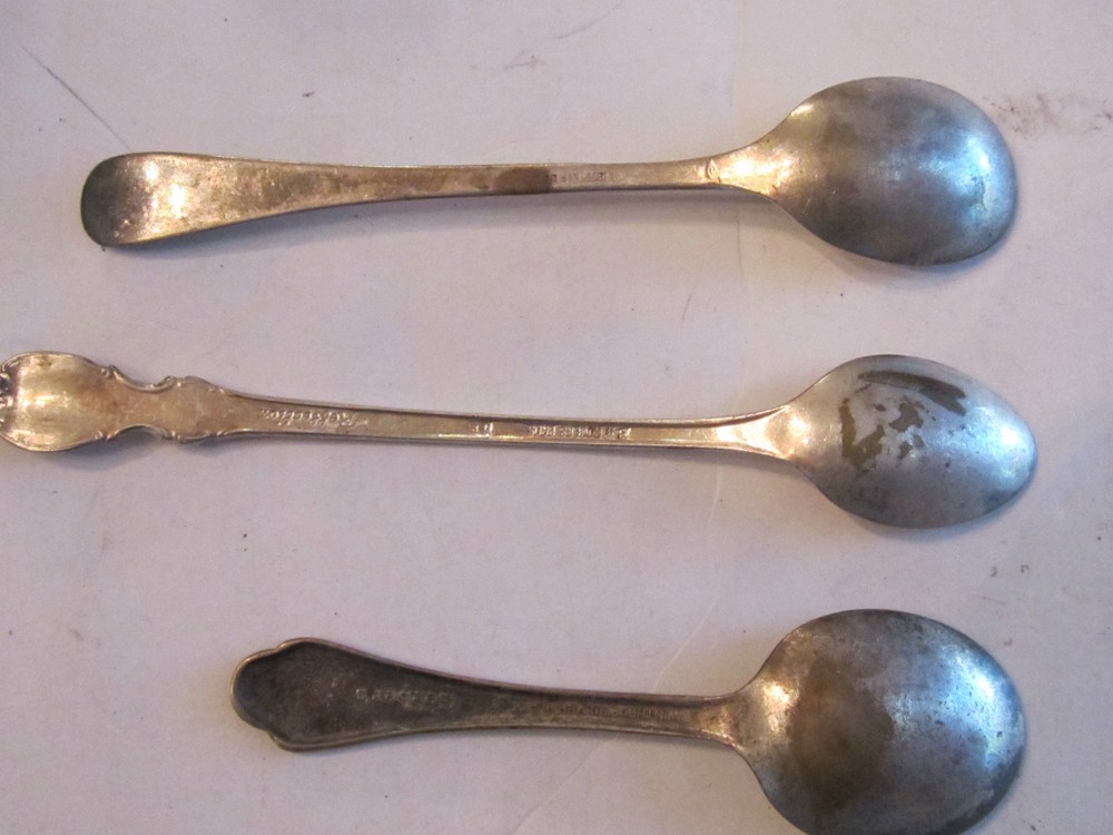 COLLECTIBLE (10) SILVER (PLATE)? SPOONS - UNKNOWN SILVER CONTENT - STAMPED