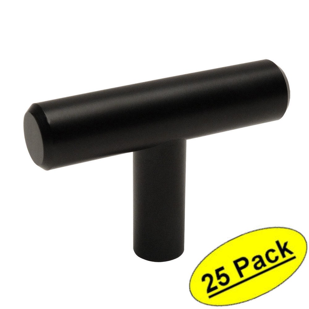*25 Pack* Cosmas Euro Style T-Knob Bar Pull Flat / Matte Black Pulls #305FB