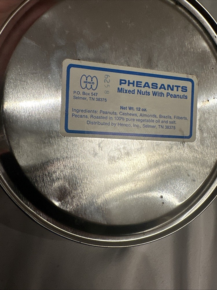 Vintage Pheasants Tin Container Mixed Nuts Henco Inc. SH6