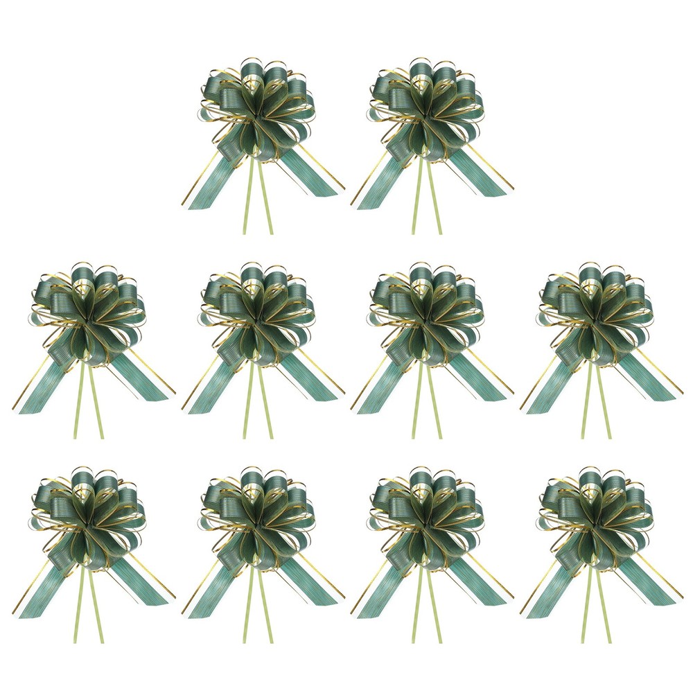 Large Gift Bow 9x7 Inch, 10 Pack  Pull Bows for Gift Wrapping, Dark Green