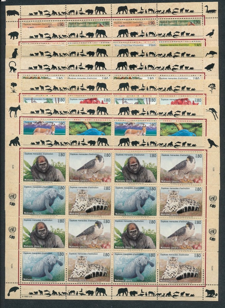 UN - GENEVA "ENDANGERED SPECIES" 7 DIFF MNH SHEETS CV $125+ *GREAT VALUE*