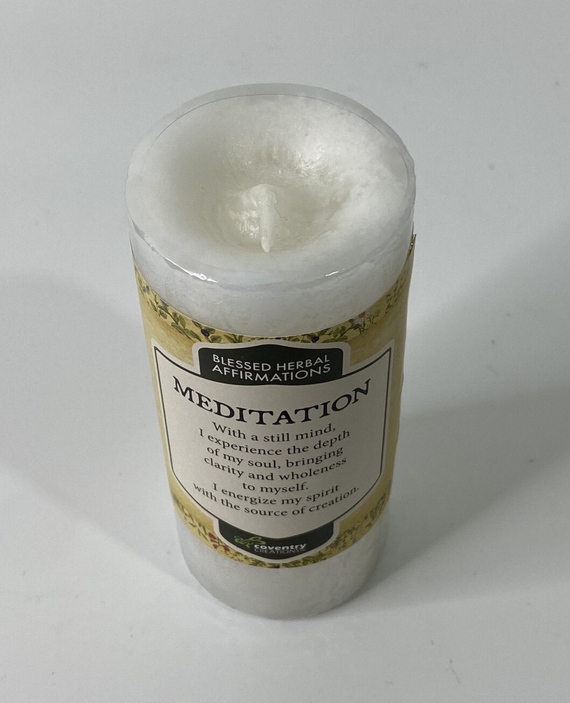 Coventry Creations Candle White MEDITATION Blessed Herbal Affirmations 40 Hour