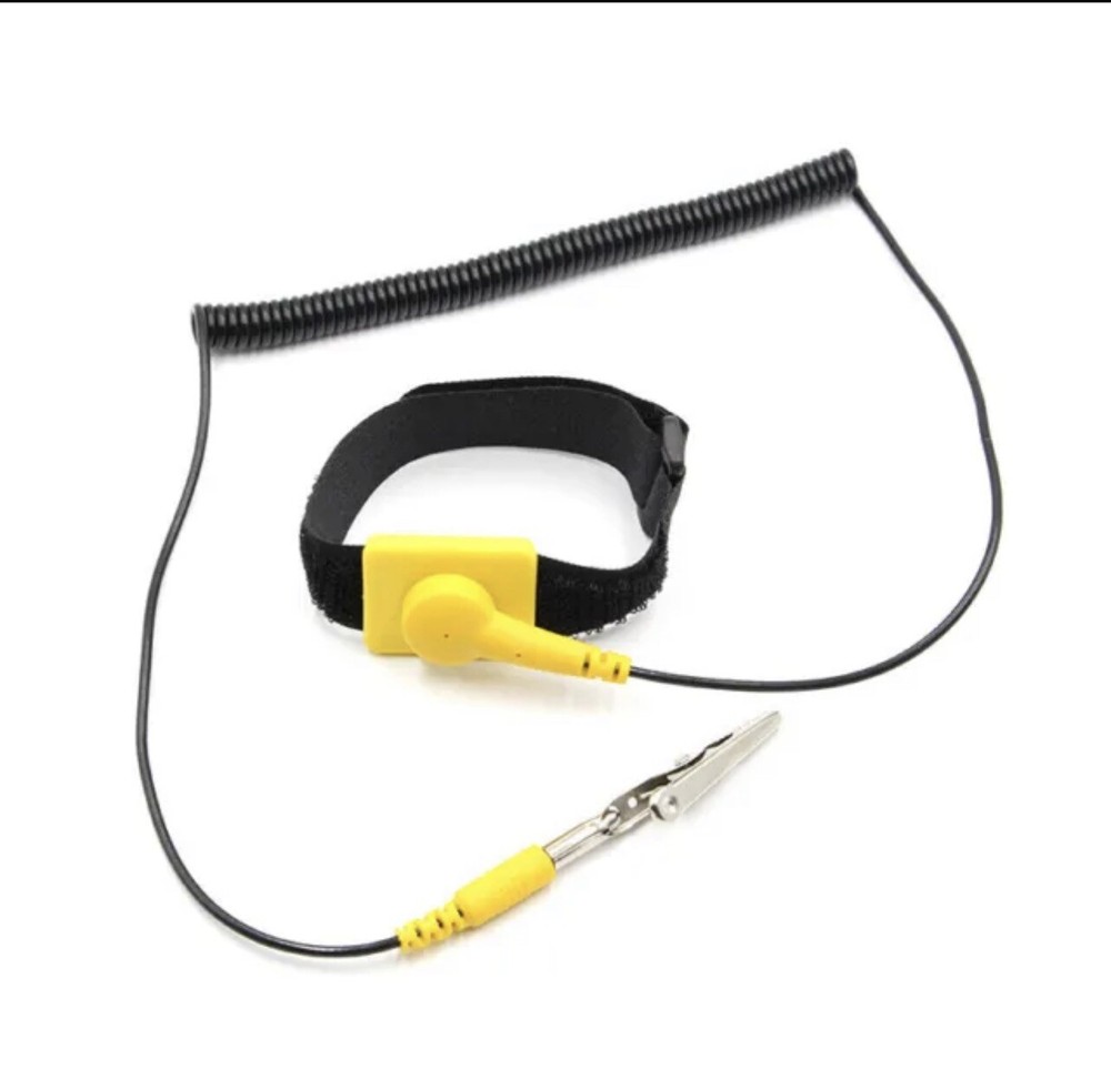 2 Pack Anti-Static Adjustable Grounding Wrist Strap Components Black,Yellow