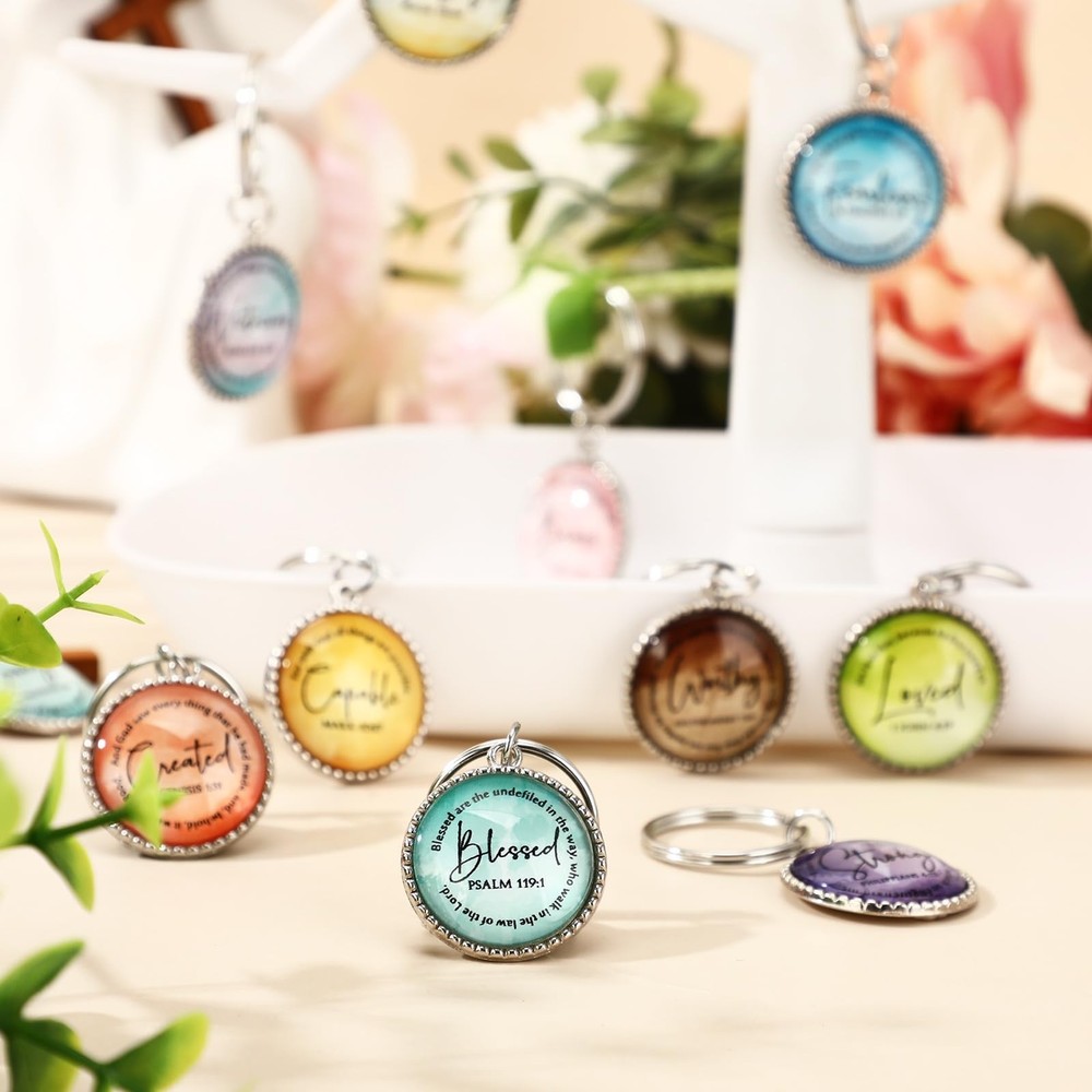 Christian Keychains Mini Bible Verse Keyring with Scripture Quote Religious C...