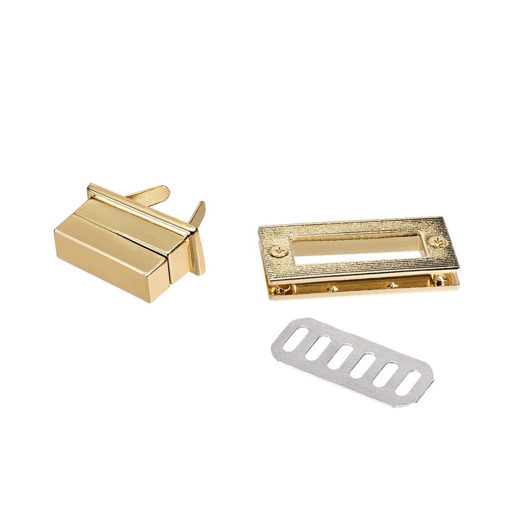 2 Set Rectangular Purses Twist Lock 44mm x 22mm Clutches Closures Light Gold