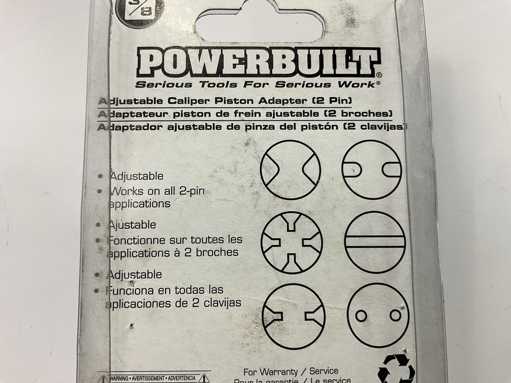 Powerbuilt 648207 Universal 2 Pin Adjustable Disc Brake Pad Caliper Piston Tool