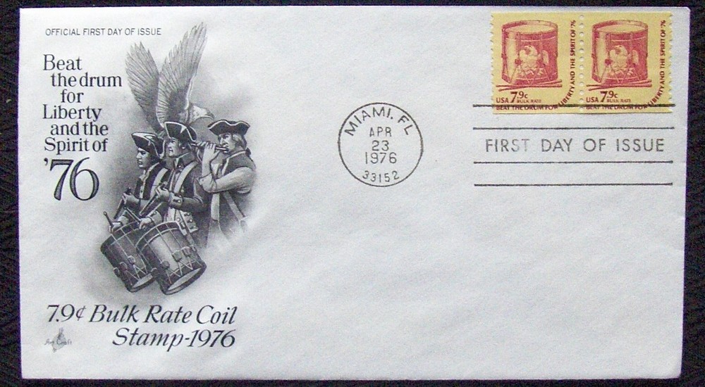 US FDC SC #1615 BULK RATE COIL STAMP 1976. 7.9c pair