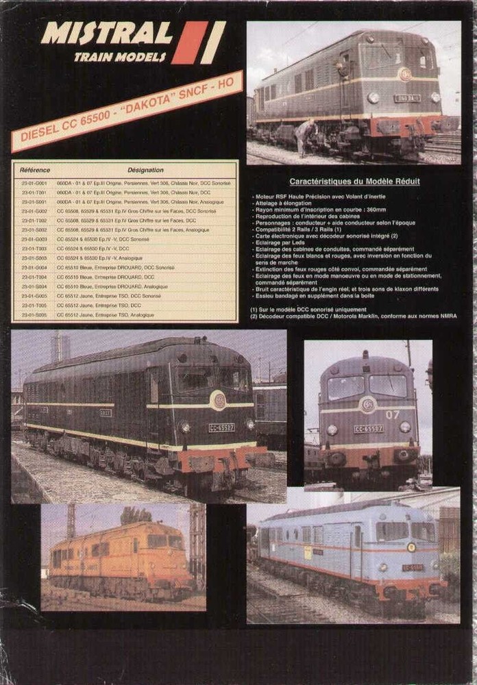 catalog MISTRAL TRAIN MODELS 2008 SNCF program material engine HO F aa