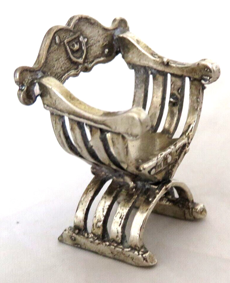 Ideal gift. ANTIQUE DUTCH MINIATURE SOLID SILVER CHAIR . Free postage .