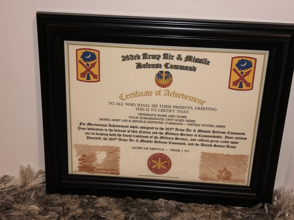 263RD ARMY AIR & MISSILE DEFENSE COMMAND / BDE COA / (COMMEMORATIVE CERTIFICATE)