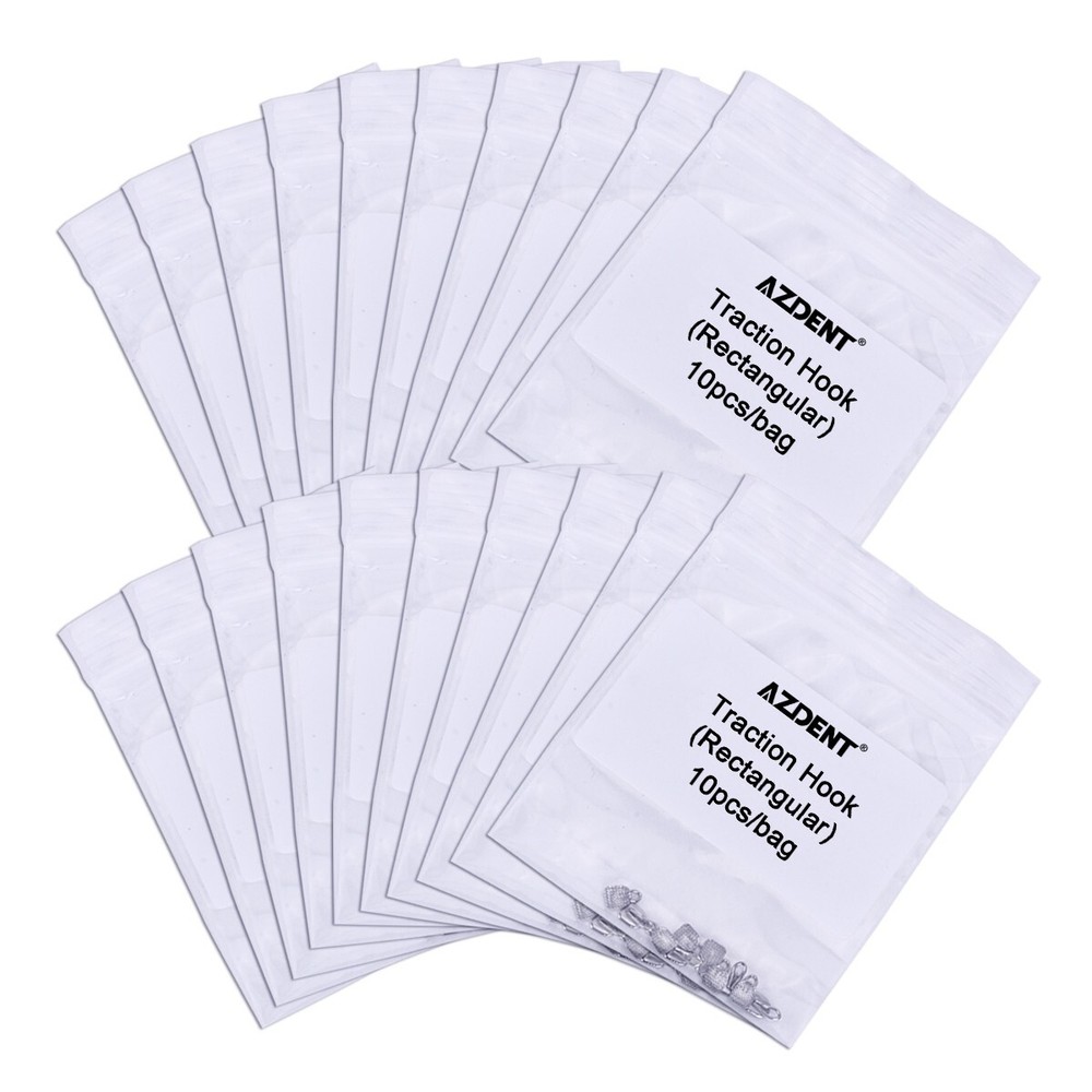 10pcs Orthodontic Lingual Buttons With Traction Hook Dental Rectangular AZDENT