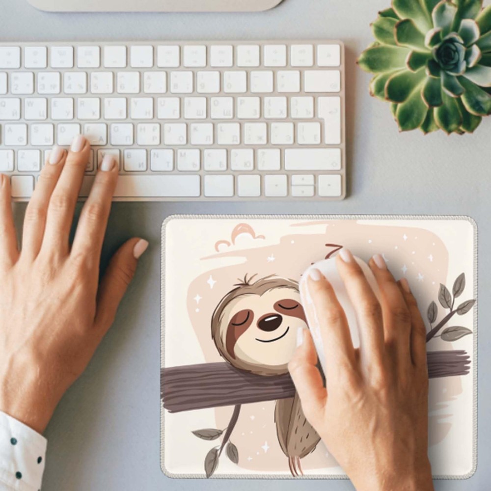 Voltique Mouse Pad Small Desk Mat, Sloth Computer Mousepad with Stitched Edge...