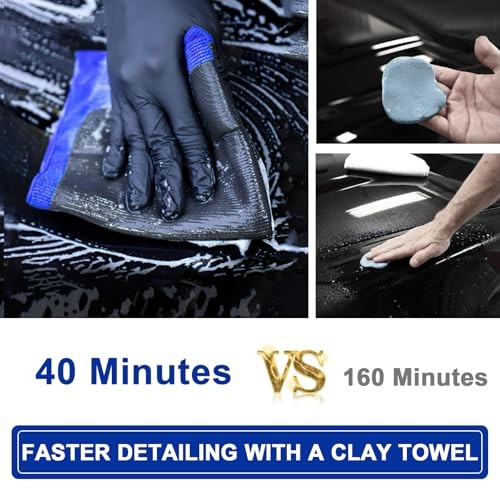 Clay Towel Auto Detailing 1 Pack, Fine Grade Microfiber Chamois 4 Pack Red