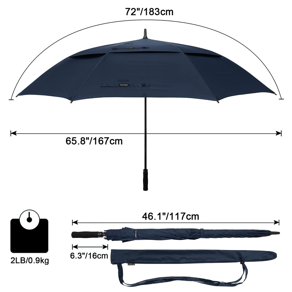 72 Inch Huge Golf Umbrella Windproof Large Umbrella Automatic Open With Doubl...