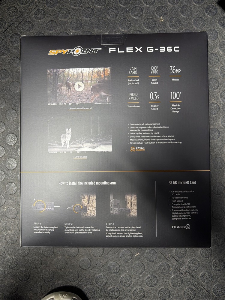 SpyPoint Cellular Camera Flex G-36C Elite Bundle 36 MP 1080P All Carriers No Fee