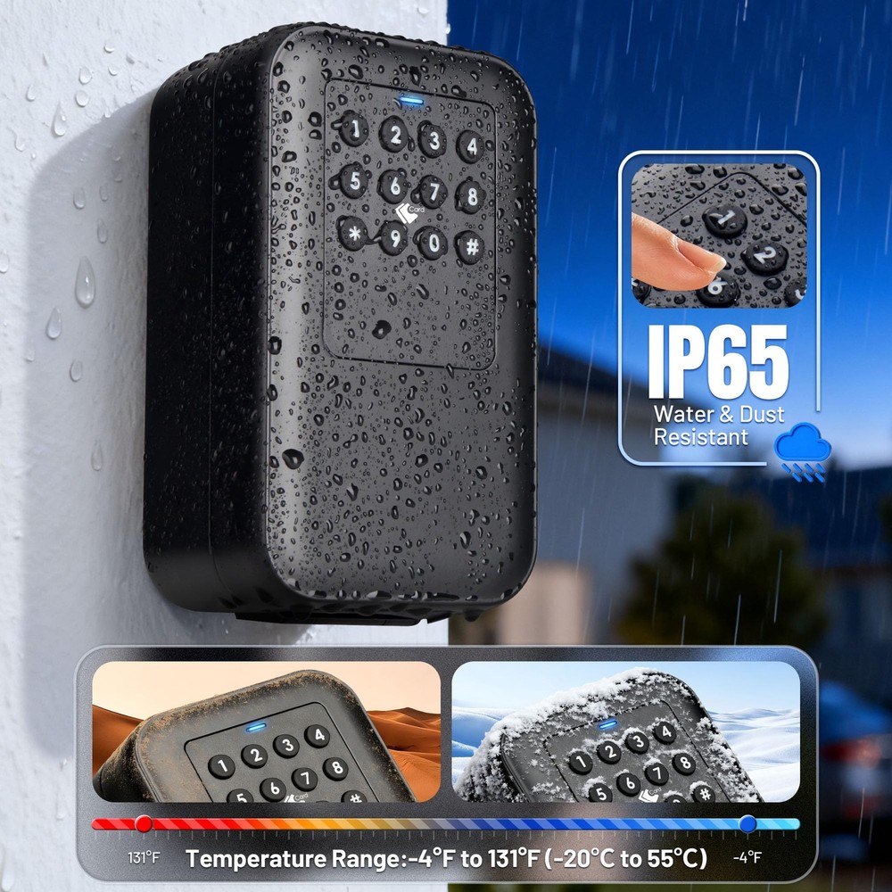 Smart Key Lock Box with Bluetooth TTLock APP Control, Silicone Keypad IP65 Wa...