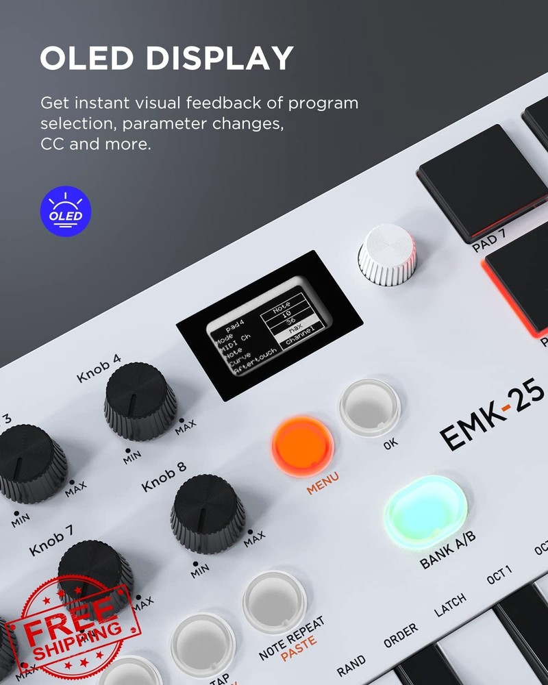 HXW 25 Key MIDI Keyboard Controller Bluetooth White