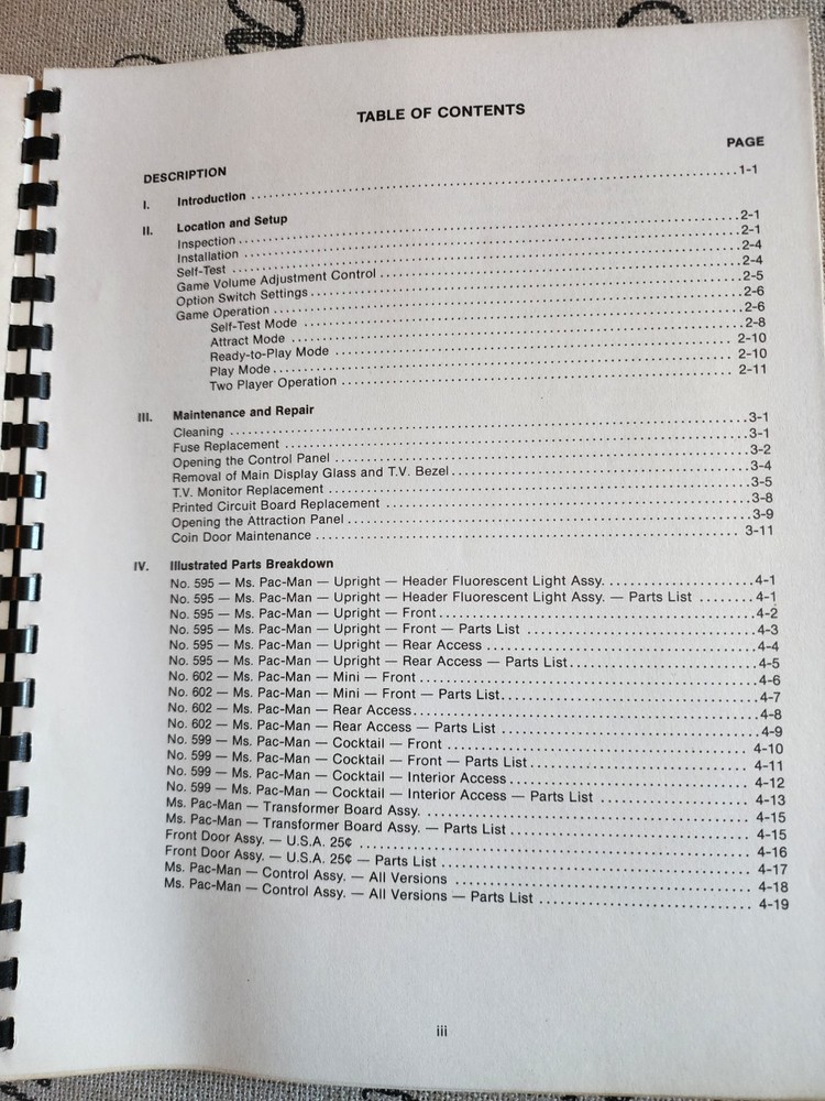 Ms. Pac Man Arcade Manual Midway Pacman