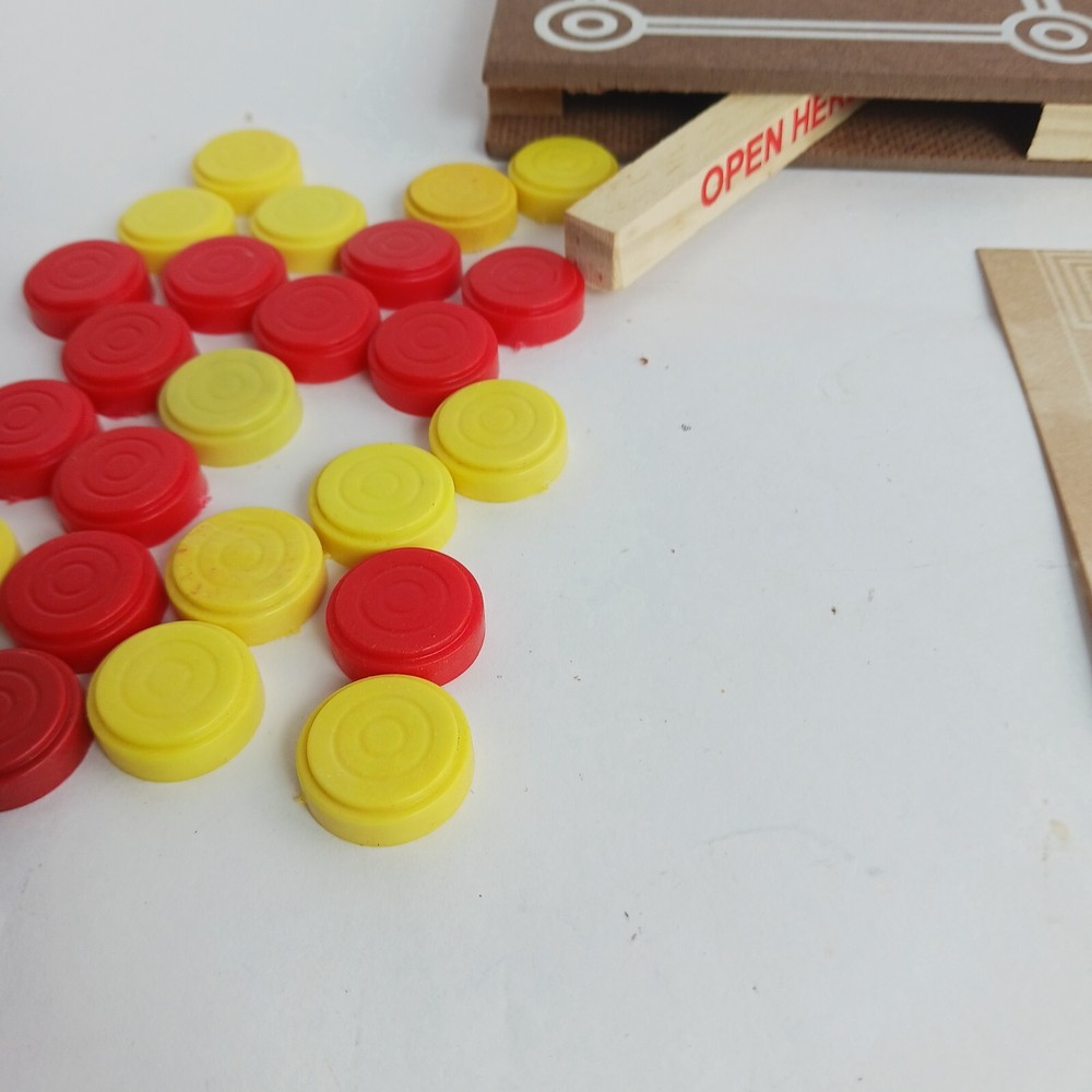 Checkera and Mill Portable Board Game. Pieces store inside board.